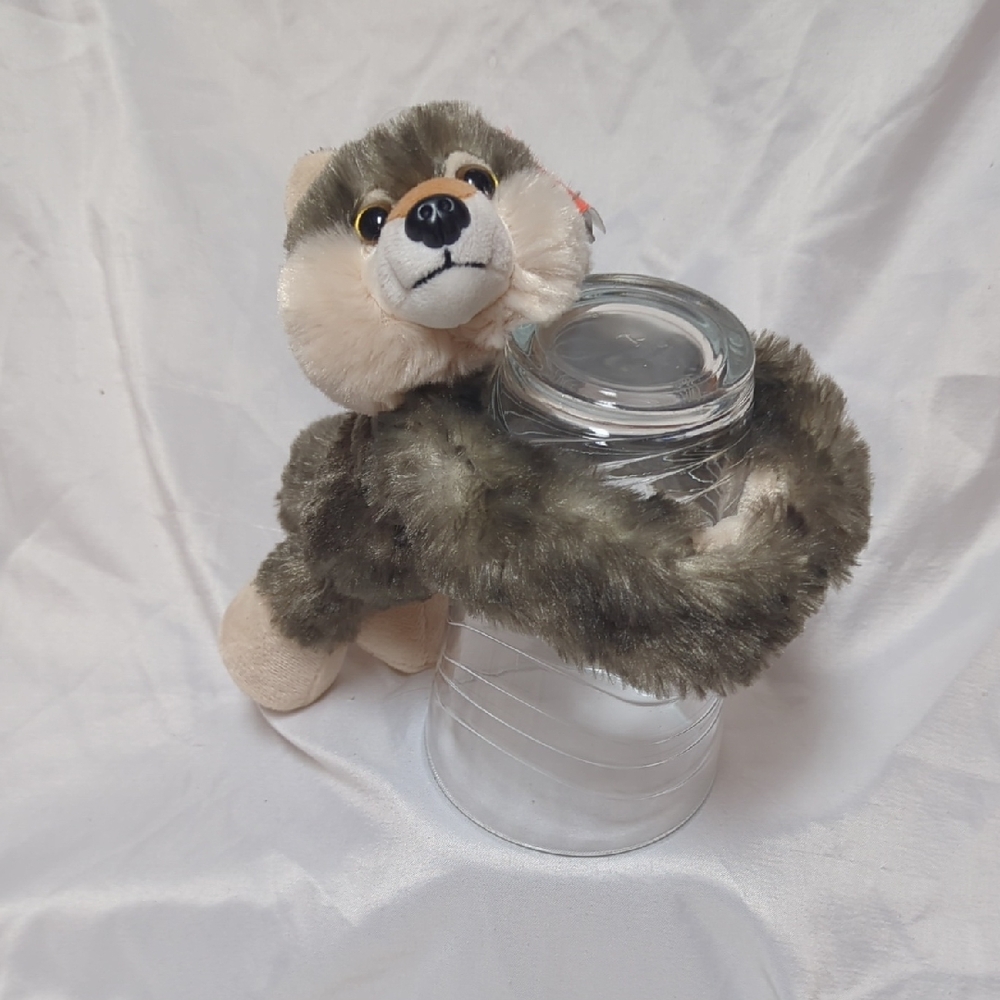 Wild Republic Grey Wolf Plush Slap Bracelet Wearable Stuffed Animal